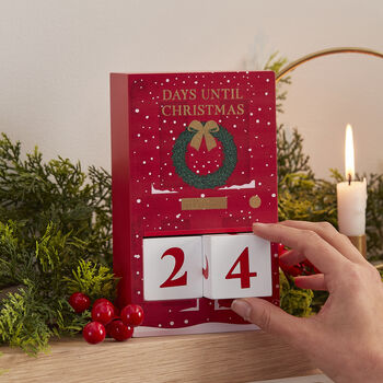 Red Wooden Christmas Door Countdown Calendar, 2 of 4