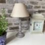 31cm Grey Washed Wood Bedside Table Lamp Light Natural Beige Shade, thumbnail 8 of 9