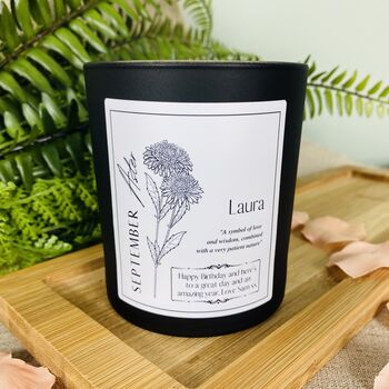 September Aster Birth Flower Personalised Candle, 3 of 11