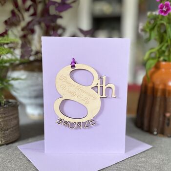 Personalised Bronze 8th Wedding Meaning Anniversary Card, 8 of 11