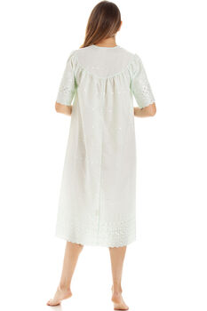 British Made Cotton Mint Embroidery Anglaise V Neck Nightdress Gift, 4 of 4