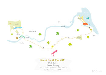 Great North Run Half Marathon Route Map Print, 6 of 6