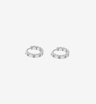 Shikaku Stone Silver Huggie Hoop Earrings, 3 of 5