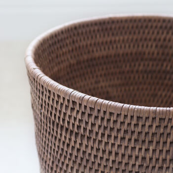 Marbury Taupe Round Rattan Wastepaper Bin, 2 of 2