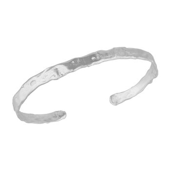 Naturally Textured Thin Cuff Bangle In Silver, 2 of 8