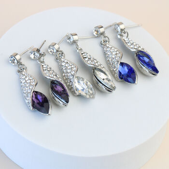 Silver Colour Crystal Teardrop Dangle Stud Earrings, 2 of 4