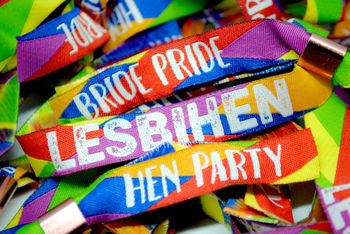 Lesbihen Bride Pride Gay/Lesbian Hen Party Wristbands, 6 of 12