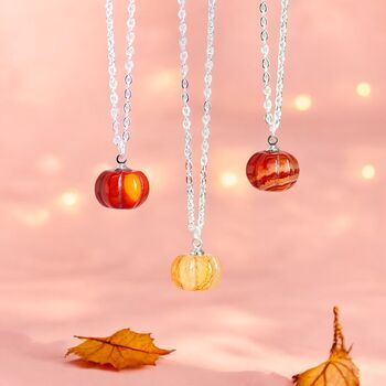 Silver Plated Gemstone Pumpkin Necklace, 5 of 9