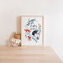 Personalised Children's Name Print: Badger And Fox, thumbnail 1 of 2