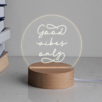 Engraved 'Good Vibes Only' Mini Desk Lamp, 3 of 7