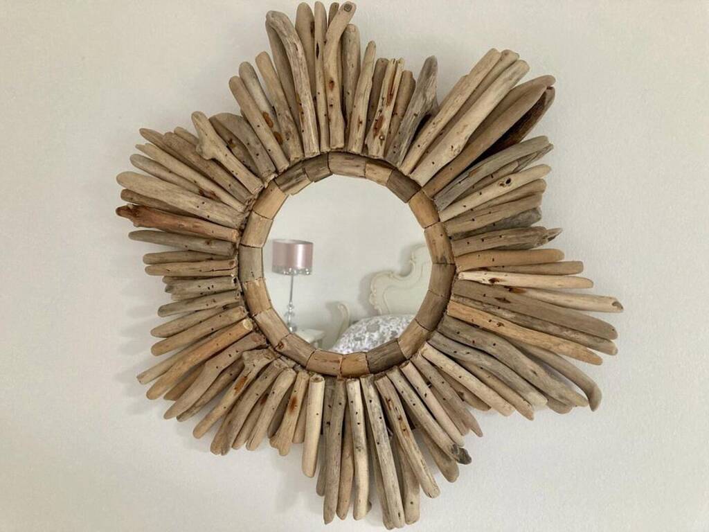 42cm Driftwood Starburst Mirror Wall Décor Coastal Gift, 1 of 8