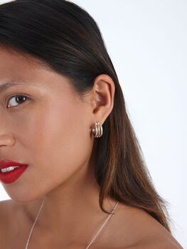 Mixer Metal Solid Hoop Textured Earrings, 8 of 12