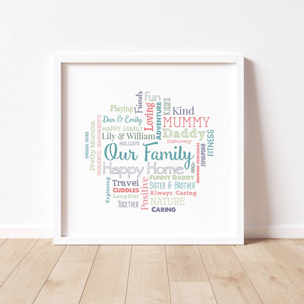 Personalised Family Word Art Print By Hope and Love ...