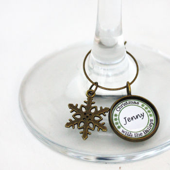 Personalised Christmas Wine Glass Charm, 3 of 7