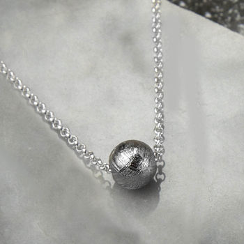 Sterling Silver Meteorite Sphere Necklace, 2 of 4
