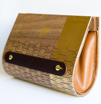 Walnut Hardwood And Leather Clutch Bag, 7 of 12