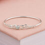 Argentium Sterling Silver Blue Topaz Leaf Bangle, thumbnail 1 of 8