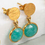 Salina Gold And Amazonite Gemstone Earrings, thumbnail 1 of 4