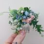 Dusky Blue And Blush Flower Hair Comb, thumbnail 1 of 3
