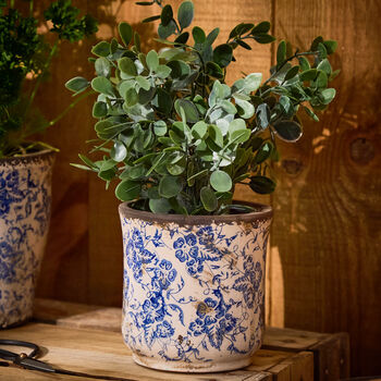 Milburn Blue Floral Plant Pots, 4 of 5