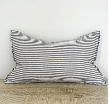 Navy And White Stripe Cushion Cover 50 X 30cm, 4 of 4