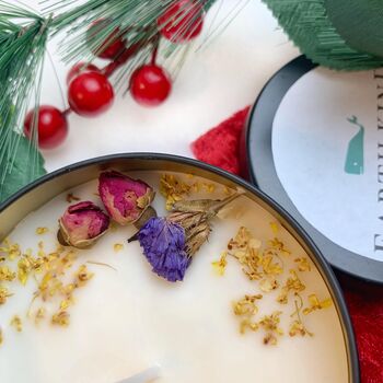 Vegan Valentines Patchouli Candle Gift, Dried Flowers, 2 of 4