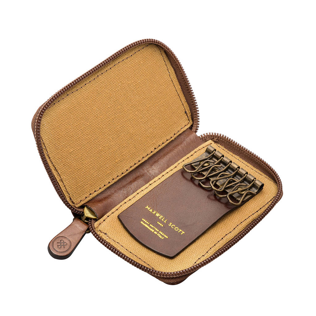 personalised leather key zipped key case. 'the vinci' by maxwell scott ...