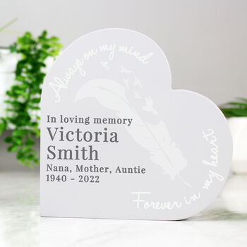 Personalised Feather Memorial Heart Ornament, 6 of 6
