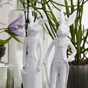 Lady And Gentleman Easter Rabbit Figurine, 2 of 8