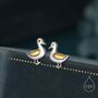 Cute Duck Stud Earrings In Sterling Silver, thumbnail 1 of 12