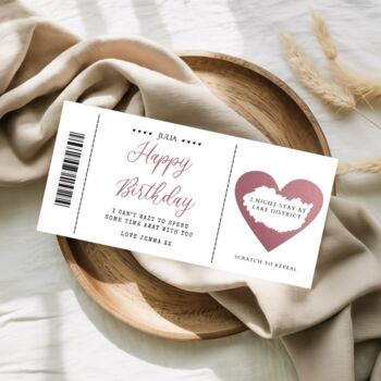 Birthday Scratch To Reveal Card, Surprise Birthday Voucher, Scratch Off Surprise Ticket, 2 of 3