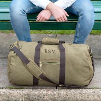 Personalised Canvas Holdall Bag With Shoulder Strap, 6 of 7