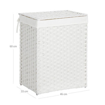 90 L White Handwoven Clothes Laundry Hamper Basket, 8 of 8