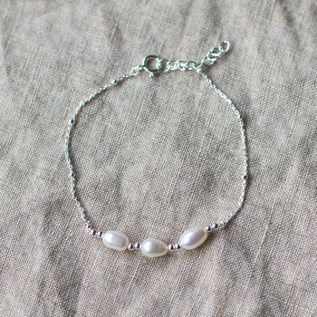 Sterling Silver And Trio Pearl Bracelet, 5 of 8