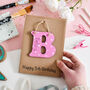 Personalised 5th Birthday Card Wooden Letter Name, thumbnail 1 of 3