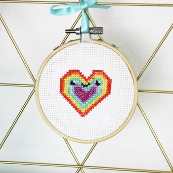 Rainbow Heart Mini Cross Stitch Kit, 2 of 6