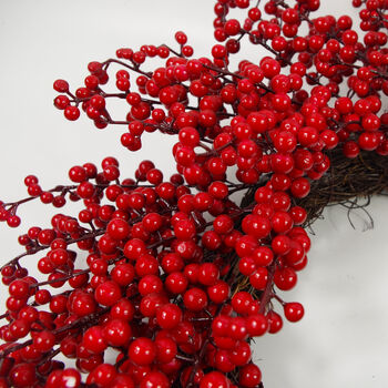 60cm Artificial Christmas Red Berry Floristry Wreath, 3 of 6