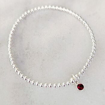 Sterling Silver January Birthstone Stretch Bracelet, 3 of 8