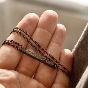 Black Personalised Bar Necklace, 2 of 6