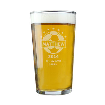 Football Gifts For Him Personalised Pint Glass, 5 of 5
