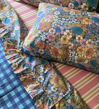 Vintage Floral Organic Cotton Double Frilled Sheet, 2 of 7