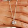 Pink Cubic Zirconia Lotus Sterling Silver Necklace, thumbnail 6 of 9