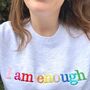 Embroidered Sweatshirt I Am Enough Slogan Ash Grey, thumbnail 1 of 2