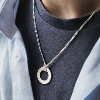 Men's Personalised Silver Cord Washer Necklace, 4 of 5