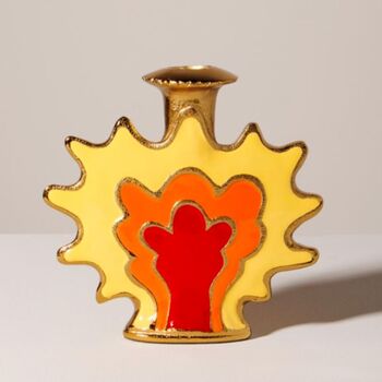 Yellow Aluminium And Enamel Candle Holder, 3 of 4