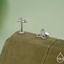 Sterling Silver Celtic Knot 16 G Internally Threaded Flat Back Earrings, thumbnail 1 of 11