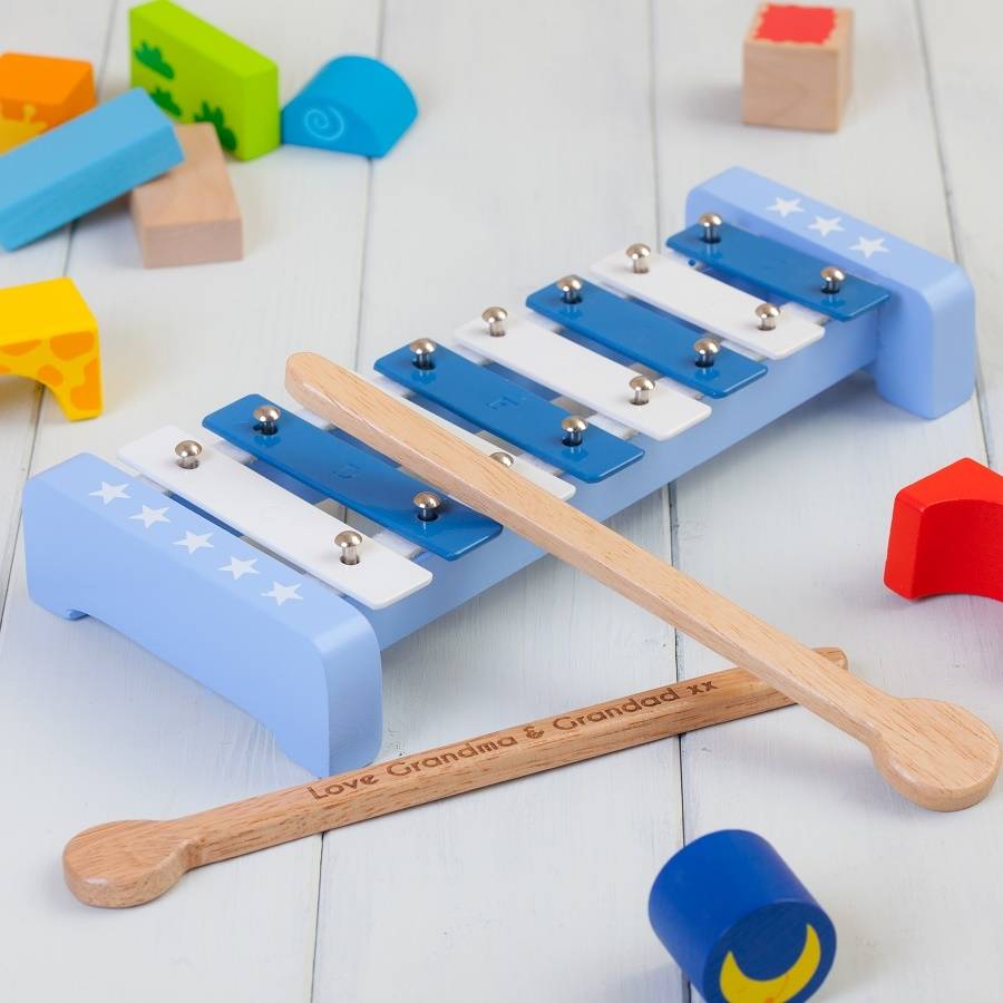 personalised blue childrens xylophone set by british and bespoke ...