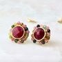 Ruby And Tourmaline Large Stud Earrings, thumbnail 1 of 8