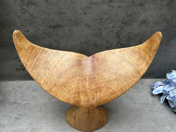 Hand Carved 19cm Diving Whale Tail Wooden Ornament Gift, 3 of 12