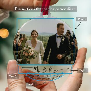 First Christmas Married 2025 Photo Ornament Mr And Mrs, 2 of 8